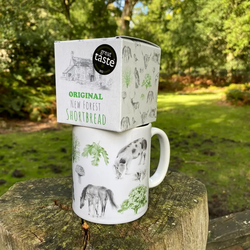 Animal Illustrated New Forest Shortbread Mug | Food Gifts By Mail | Shortbread Gift Sets