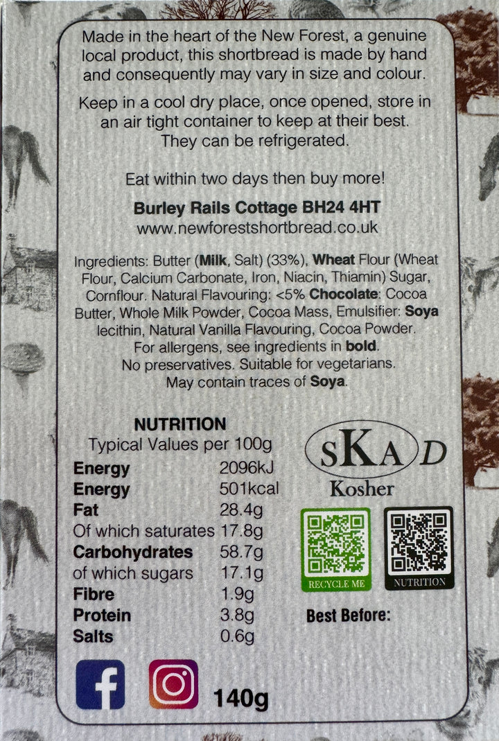 Chocolate Flavoured New Forest Shortbread - Box of 8