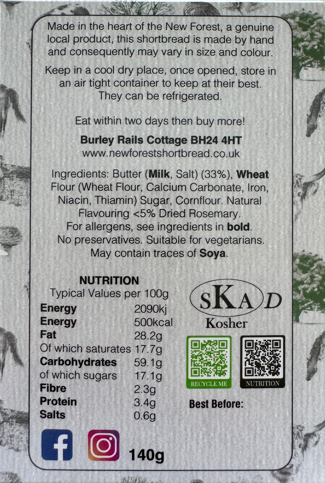 Rosemary Flavoured New Forest Shortbread - Box of 8